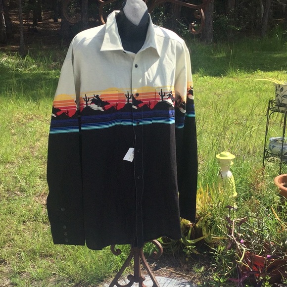 🤠 NWT Awesome Mens Unisex Fun Cowboy Style Shirt Sz Large Wardrobe Must Have🤠 - Picture 1 of 11